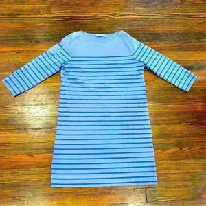 Vineyard Vines Marlin Blue Garment Dye Stripe Knit 3/4 Slv Tunic Dress Sz M